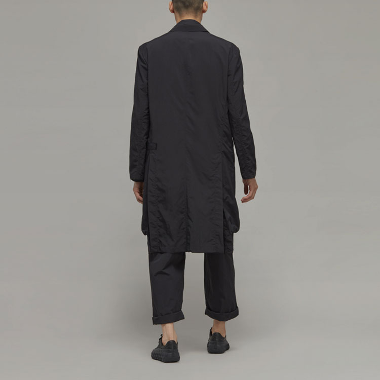 Sizing Y-3 FW22 男女同款纯色单排扣大衣 黑色 H63051