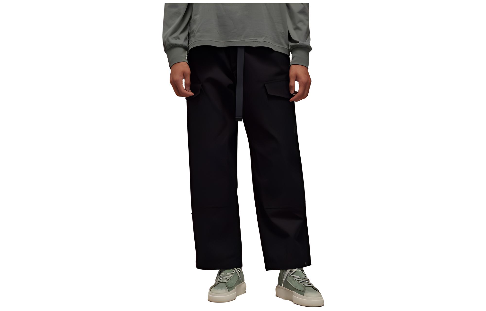 Y-3 FW23 Unisex Black Solid Color Loose Fit Casual Work Pants. IP7949