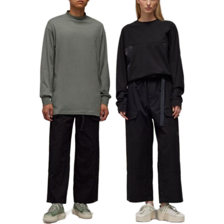 Shop Y-3 FW23 유니섹스 블랙 루즈핏 캐주얼 워크 팬츠. IP7949