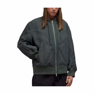 Y-3 FW23 Unisex Quilted Zip-Up Bomber Jacket Green IP7936