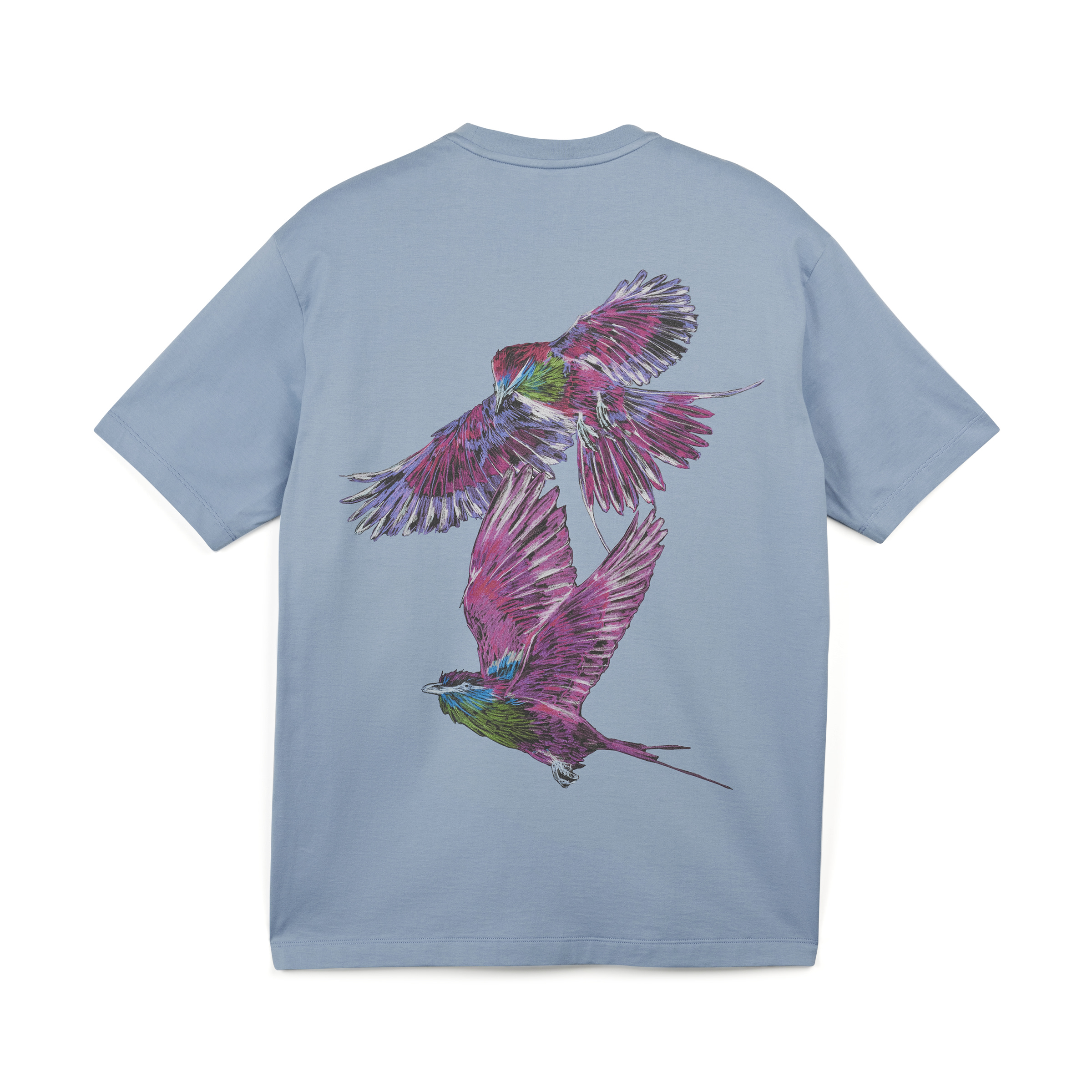 Lookbook Y-3 GF Graphic Print Unisex Crewneck T-Shirt Light Blue Short Sleeve JD9843