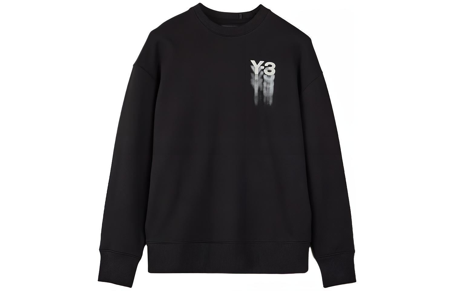 Y-3 GFX Crew Logo Print Black Pullover Sweatshirt Unisex. IZ3171