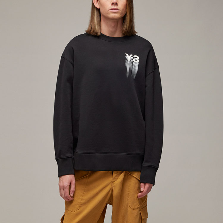 Lookbook Y-3 GFX Logo印花黑色套頭衛衣 男女通用款 IZ3171