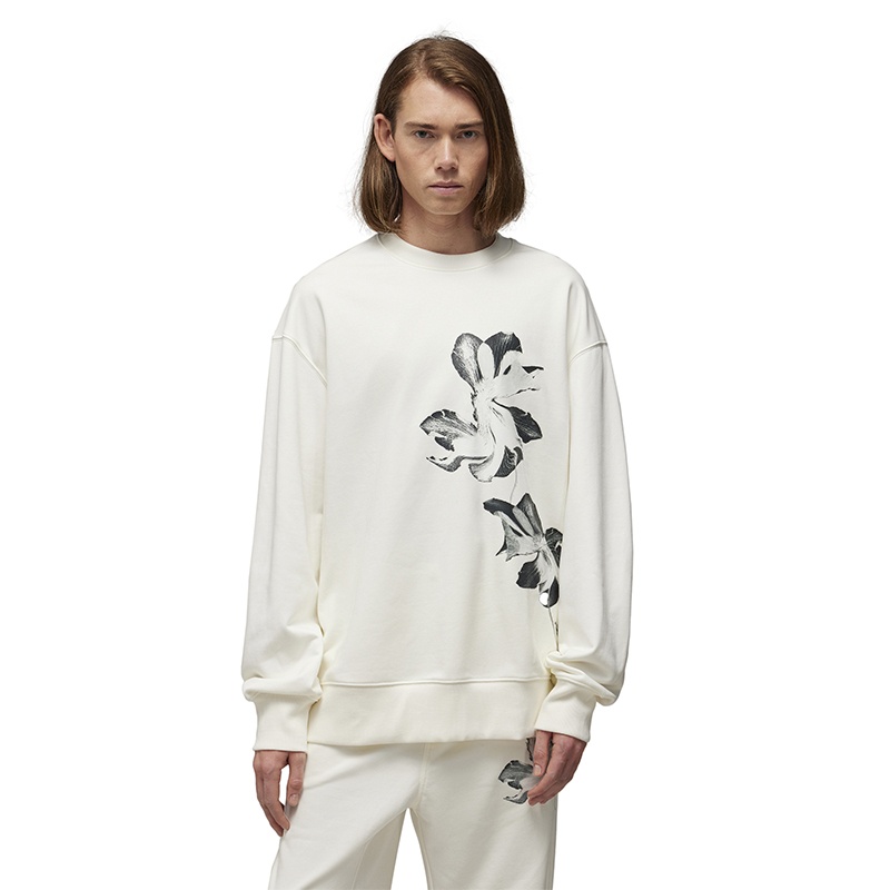 Lookbook Y-3 GFX FT クルー ホワイト 花柄インクプリント ユニセックス スウェットシャツ. IV7731