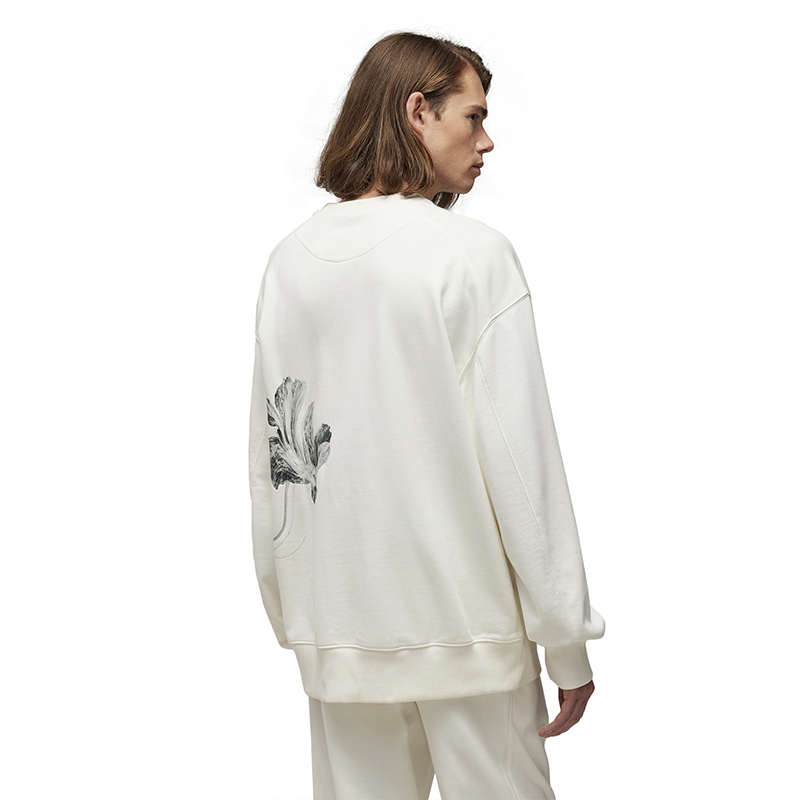 Shop Y-3 GFX FT クルー ホワイト 花柄インクプリント ユニセックス スウェットシャツ. IV7731