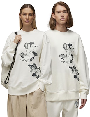 Y-3 GFX FT クルー ホワイト 花柄インクプリント ユニセックス スウェットシャツ. IV7731 Details for Y-3 GFX FT クルー ホワイト 花柄インクプリント ユニセックス スウェットシャツ. IV7731