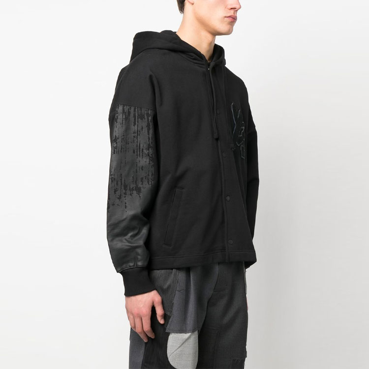 Shop Y-3 GFX Logo Snap Button Hoodie Men’s Black IA3102
