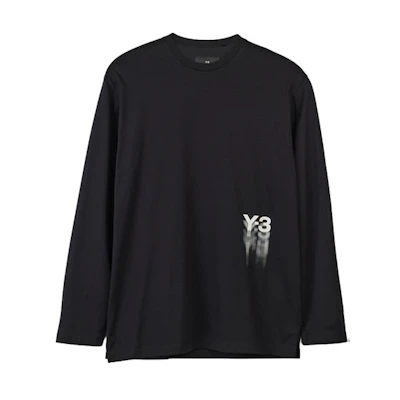 Y-3 GFX LS Tee Logo Print Unisex Long Sleeve T-Shirt Black. IZ3122