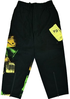 Y-3 GFX WRKWR 黑色塗鴉拼接潮流工裝長褲 男女款 IP7950 Buy Y-3 GFX WRKWR 黑色塗鴉拼接潮流工裝長褲 男女款 IP7950