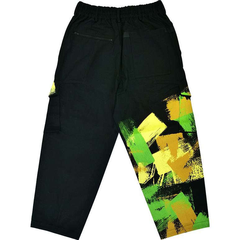 Lookbook Y-3 GFX WRKWR 黑色塗鴉拼接潮流工裝長褲 男女款 IP7950