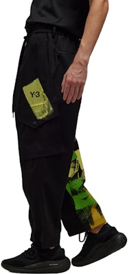 Y-3 GFX WRKWR 黑色塗鴉拼接潮流工裝長褲 男女款 IP7950 Sizing Y-3 GFX WRKWR 黑色塗鴉拼接潮流工裝長褲 男女款 IP7950