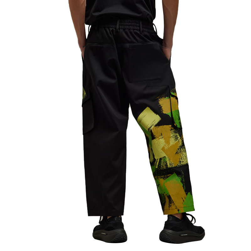 Cheap Y-3 GFX WRKWR 黑色塗鴉拼接潮流工裝長褲 男女款 IP7950
