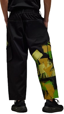 Y-3 GFX WRKWR 黑色塗鴉拼接潮流工裝長褲 男女款 IP7950 Cheap Y-3 GFX WRKWR 黑色塗鴉拼接潮流工裝長褲 男女款 IP7950