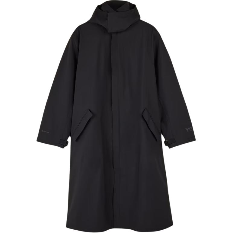 Y-3 GTX Hardshell Coat Black Longline Jacket with Hoodie IW7481