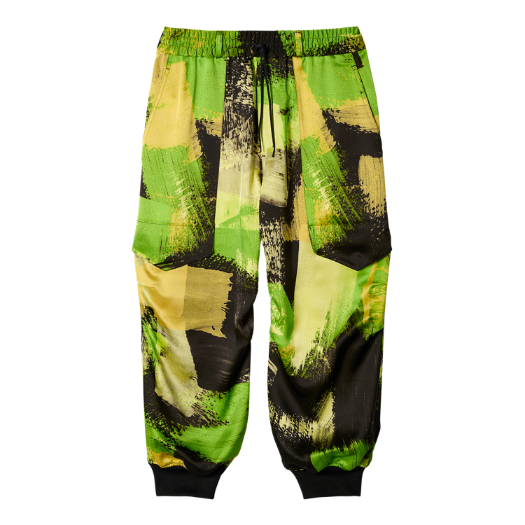 Order Y-3 Seluar Jogger Cargo Cetakan Graffiti Unisex Hitam Loose Fit IN2266