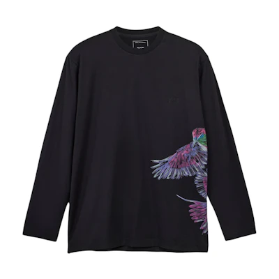 Y-3 Graphic Long Sleeve Top Black Casual Ribbed Animal Print Tee IX5037