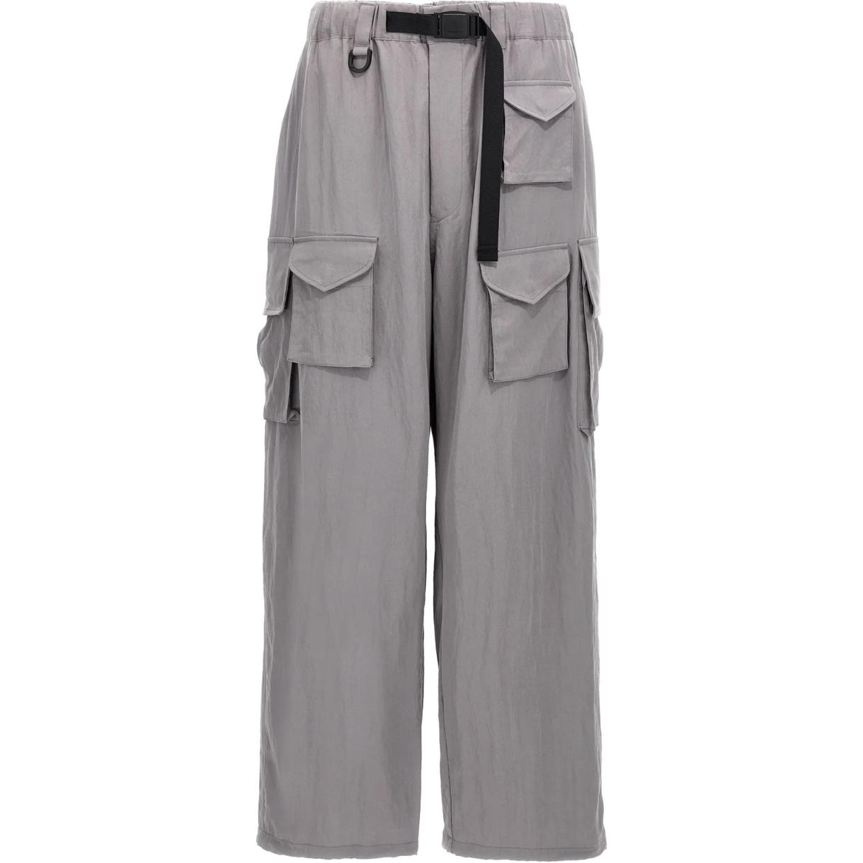 Y-3 Gray Loose Wide-Leg Multi-Pocket Casual Pants for Men. JE3454