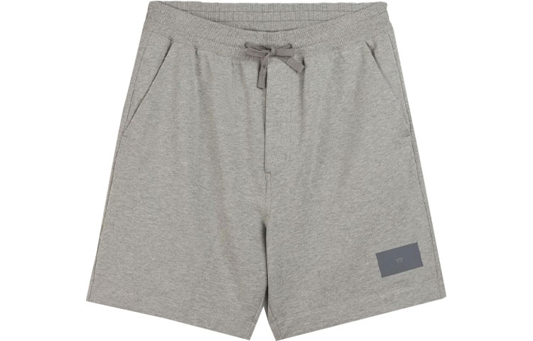 Y-3 Grey Straight-Cut Casual Shorts with Logo Patch IB4792
