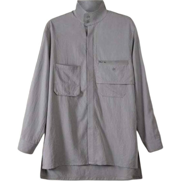 Y-3 Grey Zip-Up Long Sleeve Jacket with Collared Design JE3444