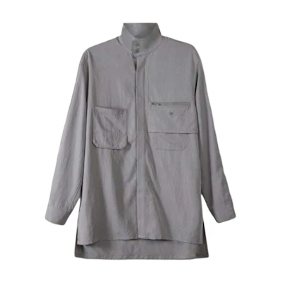 Y-3 Grey Zip-Up Long Sleeve Jacket with Collared Design JE3444
