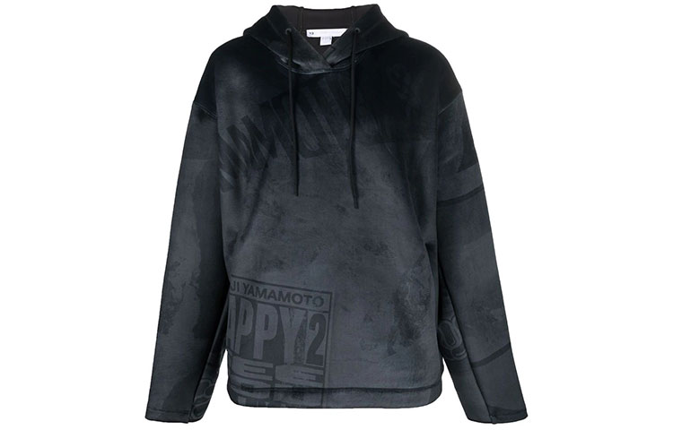 Y-3 Letter Print Hoodie Black HB3319
