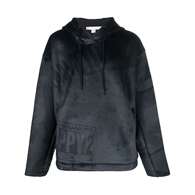 Y-3 Letter Print Hoodie Black HB3319