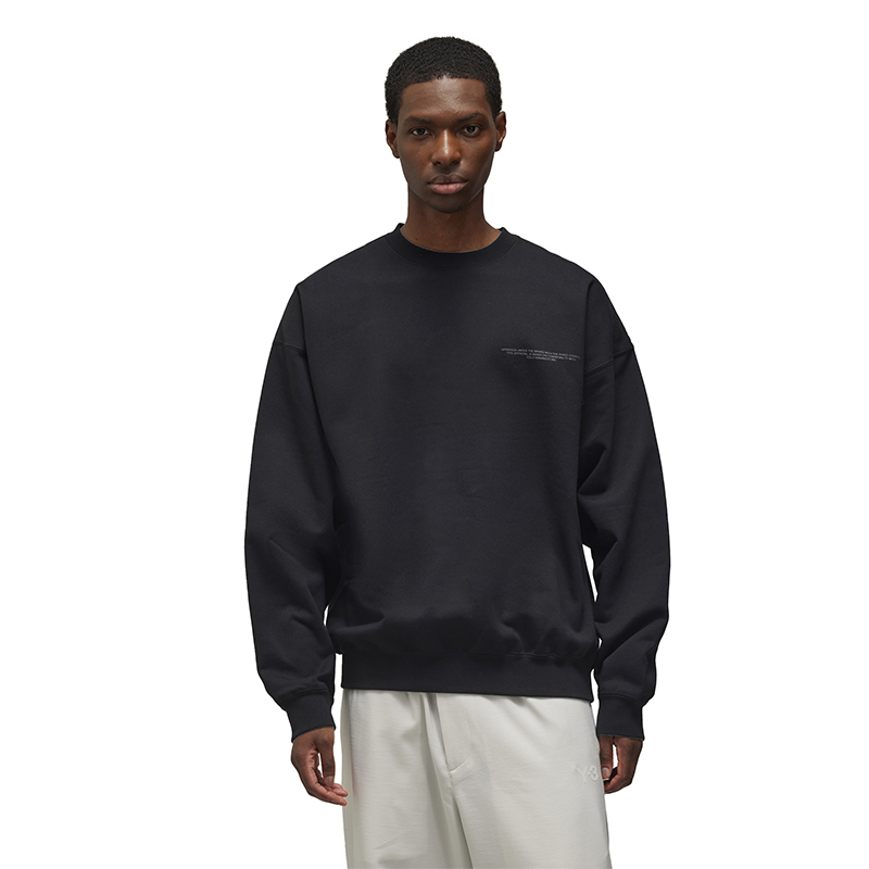 Y-3 Logo Crew Black Oversized Sweatshirt Unisex with Digital Print Design. 51-JE9276