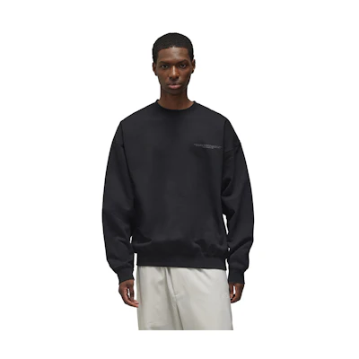 Y-3 Logo Crew Black Oversized Sweatshirt Unisex with Digital Print Design. 51-JE9276