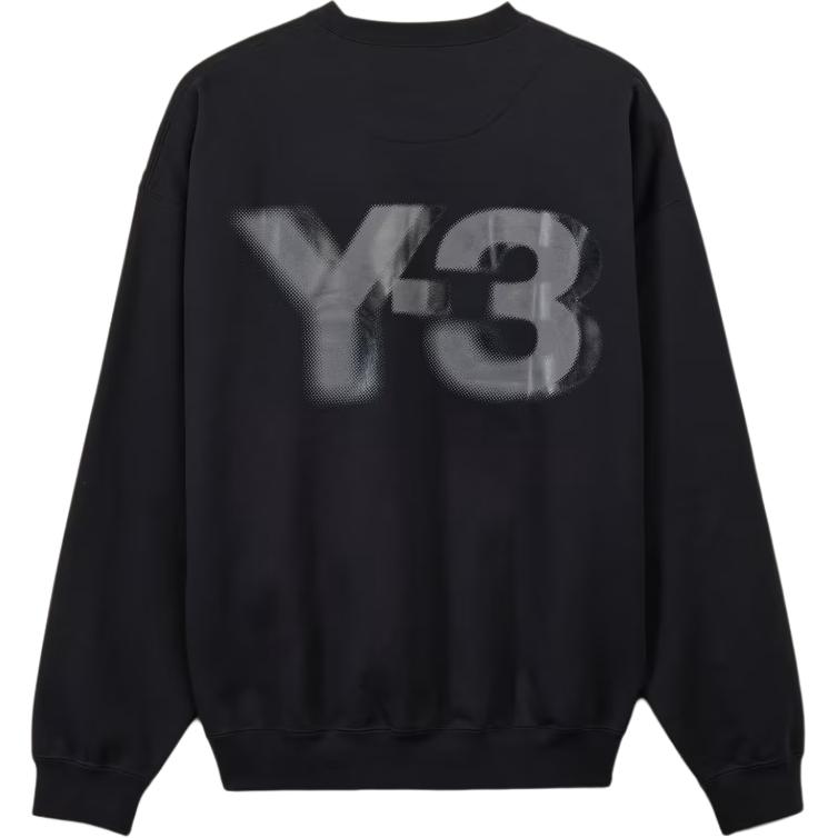 Y-3 Logo Crew Black Pullover Sweatshirt - Comfy Loose-Fit Casual Wear JE9276 圖 3