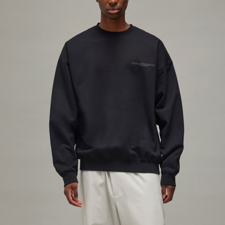 Y-3 Logo Crew Black Pullover Sweatshirt - Comfy Loose-Fit Casual Wear JE9276 圖 4