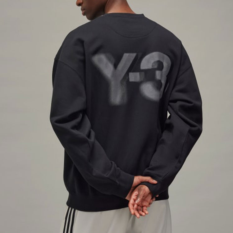Y-3 Logo Crew Black Pullover Sweatshirt - Comfy Loose-Fit Casual Wear JE9276 圖 6