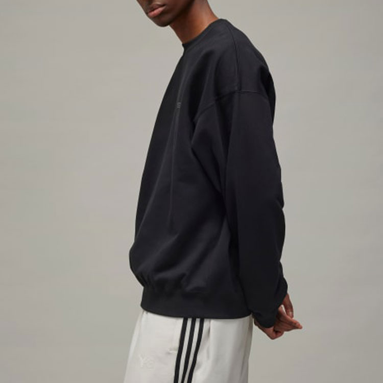 Y-3 Logo Crew Black Pullover Sweatshirt - Comfy Loose-Fit Casual Wear JE9276 圖 7