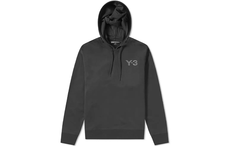 Y-3 Logo Drawstring Hoodie Black FJ0419