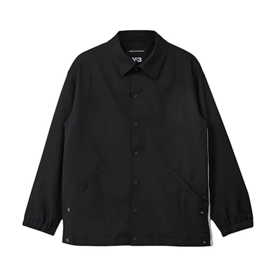 Y-3 Logo Embroidered Striped Button-Up Collared Jacket Black JF6697