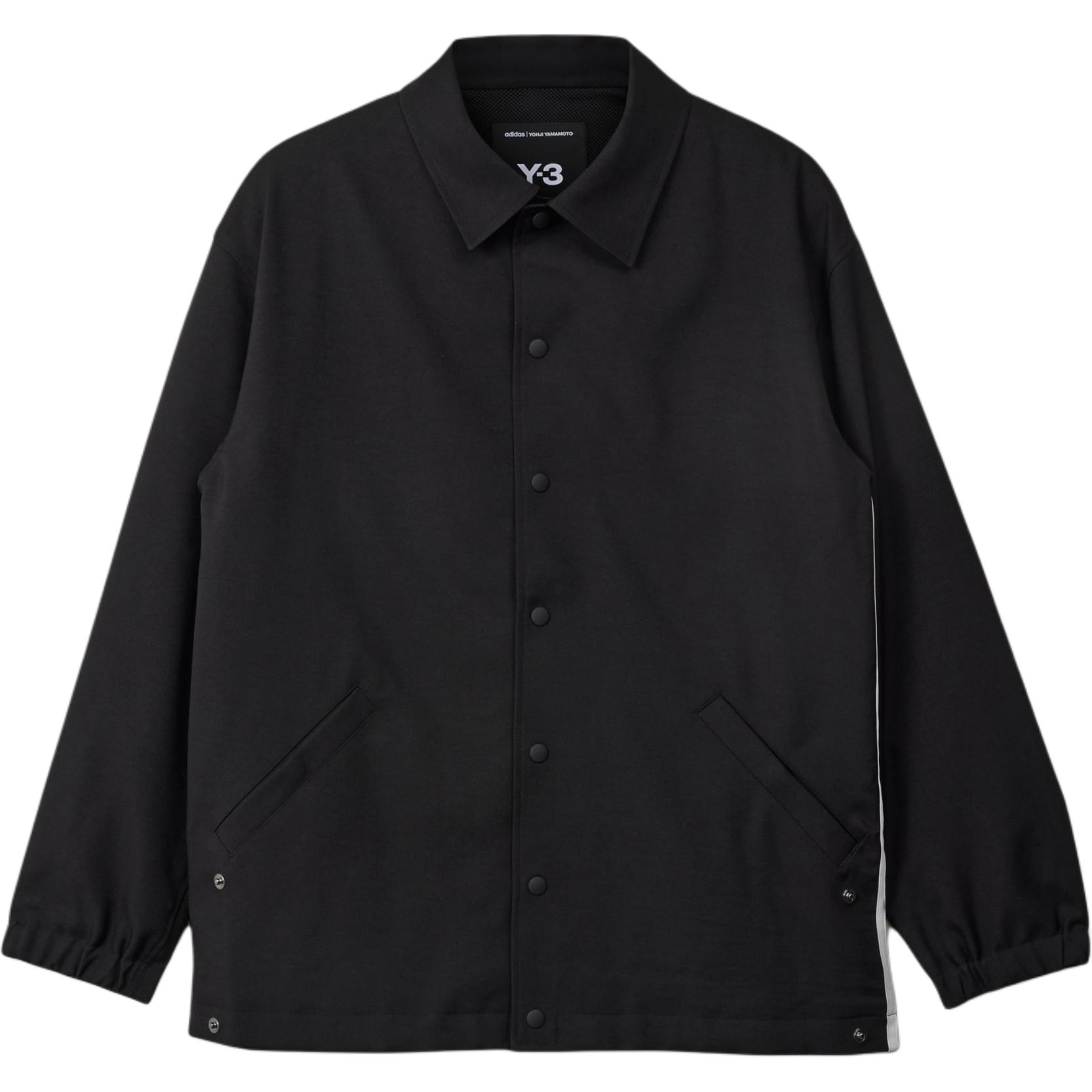 Order Y-3 Logo Embroidered Striped Button-Up Collared Jacket Black JF6697