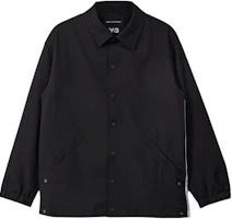 Order Y-3 Logo Embroidered Striped Button-Up Collared Jacket Black JF6697