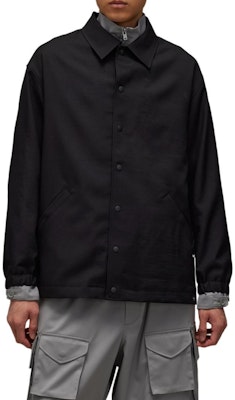 Y-3 Logo Embroidered Striped Button-Up Collared Jacket Black JF6697 Purchase Y-3 Logo Embroidered Striped Button-Up Collared Jacket Black JF6697