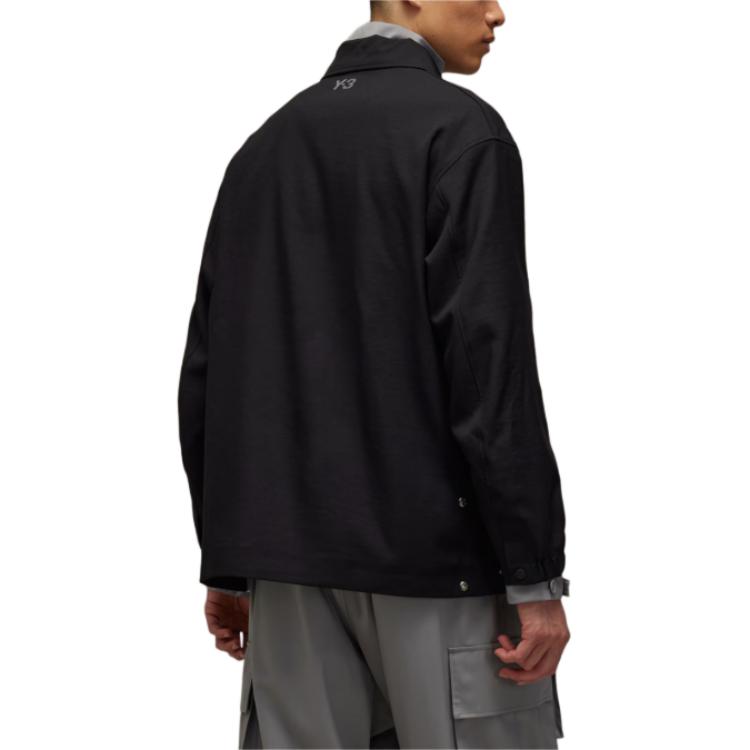 Details for Y-3 Logo Embroidered Striped Button-Up Collared Jacket Black JF6697