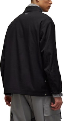 Y-3 Logo Embroidered Striped Button-Up Collared Jacket Black JF6697 Details for Y-3 Logo Embroidered Striped Button-Up Collared Jacket Black JF6697