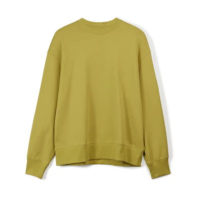Y-3 Logo Oversized Yellow Long Sleeve Cotton Crewneck Sweatshirt for Men IP7696