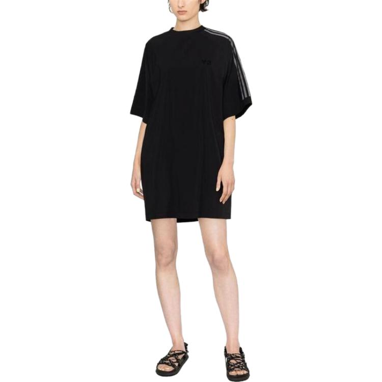 Lookbook Y-3 Logo Print Back Cut-Out Short Sleeve Dress Black H63067