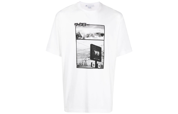 Y-3 Logo Print Crewneck Short Sleeve T-Shirt White HB3347
