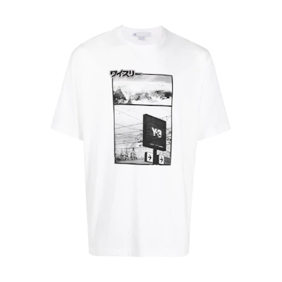 Y-3 Logo Print Crewneck Short Sleeve T-Shirt White HB3347