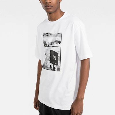 Y-3 ロゴプリント クルーネック 半袖 Tシャツ ホワイト HB3347 Lookbook Y-3 ロゴプリント クルーネック 半袖 Tシャツ ホワイト HB3347