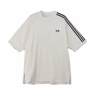 Y-3 Logo Print Stripe Trim Unisex Crewneck T-Shirt White HZ8871