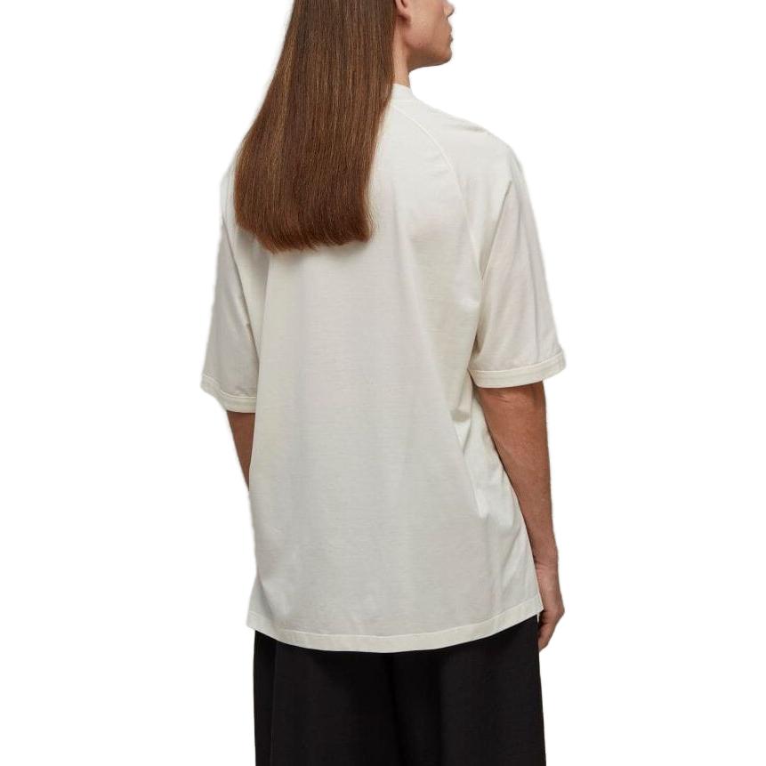 Shop Camiseta Unisex Blanca Y-3 Logo y Rayas Trim Crewneck HZ8871