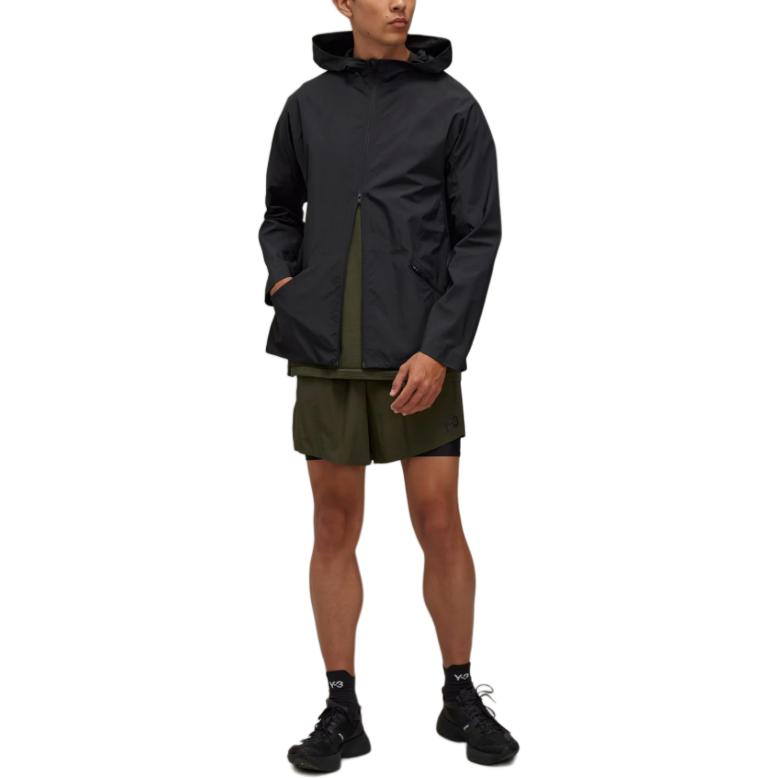 Shop Y-3 Logo Print Zip-Up Hoodie Jacket Men’s Black IW9999