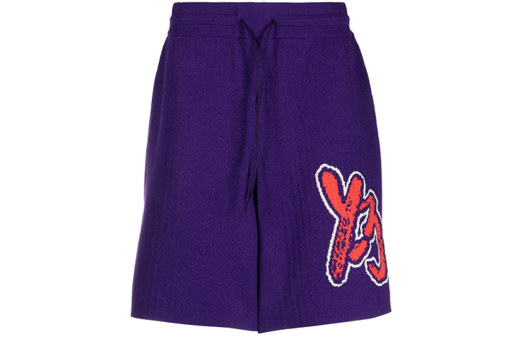 Y-3 Logo Printed Casual Shorts Dark Purple IA3098