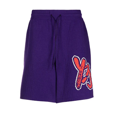 Y-3 Logo Printed Casual Shorts Dark Purple IA3098