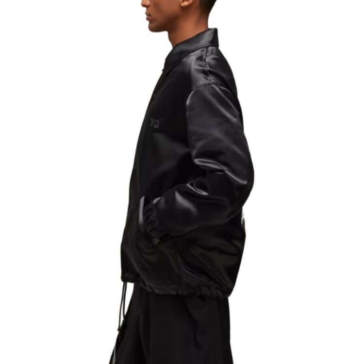 Shop Y-3 Logo Printed Coach Jacket Black Unisex Long Sleeve Relaxed Fit JN4883